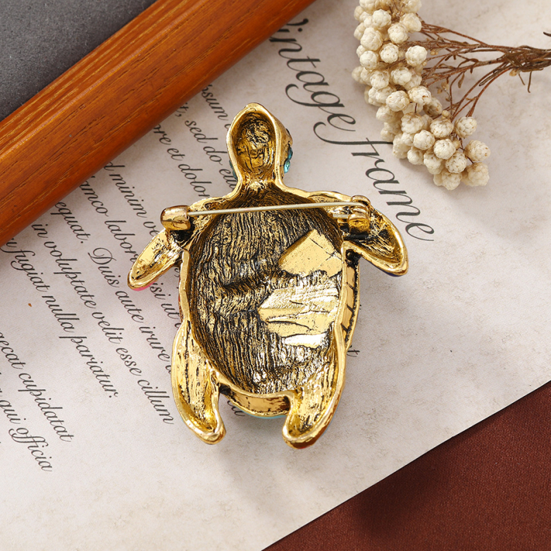 Ötvözetből készült teknősbroska, retro stílus, olajcseppes felület, uniszex dekoráció