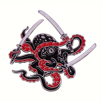 Octopus Samurai Cartoon Brooch — Κράμα, Ηλεκτροχρωματισμένο, Unisex Διακόσμηση
