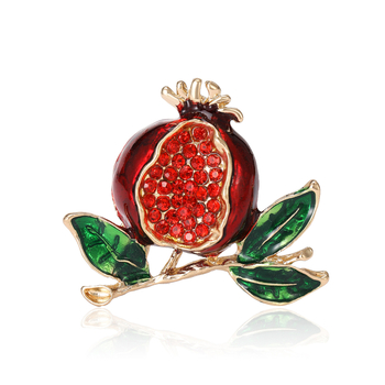 Καρφίτσα ροδιού με σμάλτο και στρας, για γυναίκες, βάση από κράμα, διαμαντοδετή κατασκευή, μοτίβο φρούτου, μόδα γραφείου
