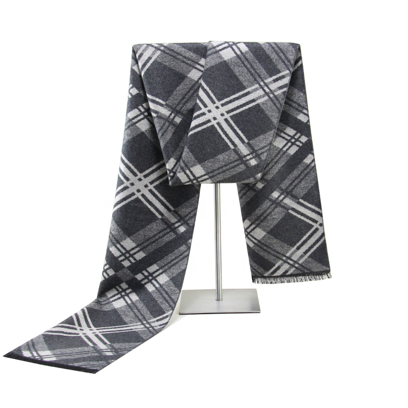 Muški zimski šal: jacquard karirani uzorak • jednostavna tkanina • viskoza • toplo • podrijetlo Shaoxing
