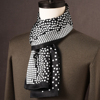 Ανδρικό φουλάρι από μεταξί Mulberry, μακρύ, με απλή ύφανση, μοντέρνο καθημερινό στυλ, Άνοιξη 2025