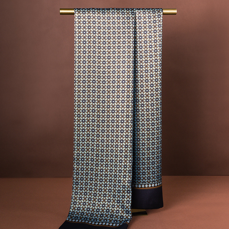 Ανδρικό φουλάρι από μεταξί Mulberry, μακρύ, με απλή ύφανση, μοντέρνο καθημερινό στυλ, Άνοιξη 2025