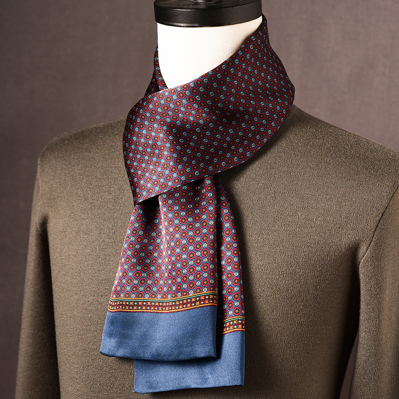 Ανδρικό φουλάρι από μεταξί Mulberry, μακρύ, με απλή ύφανση, μοντέρνο καθημερινό στυλ, Άνοιξη 2025