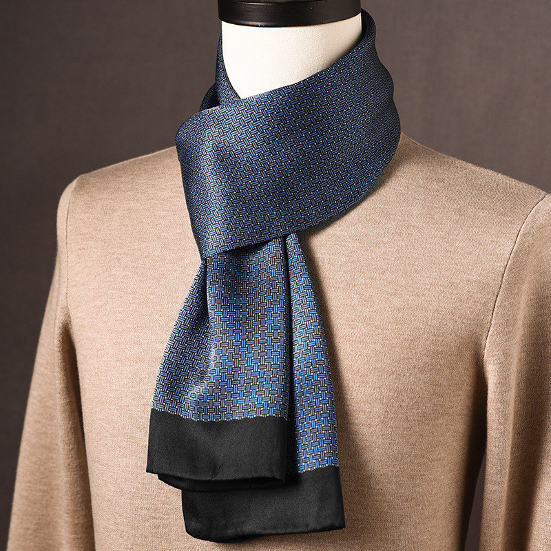 Ανδρικό φουλάρι από μεταξί Mulberry, μακρύ, με απλή ύφανση, μοντέρνο καθημερινό στυλ, Άνοιξη 2025