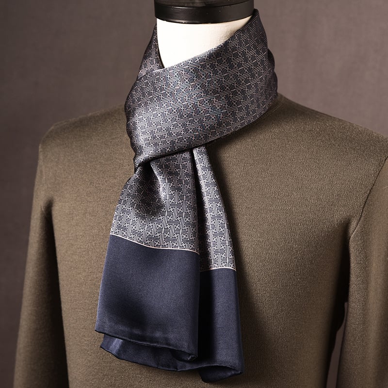 Ανδρικό φουλάρι από μεταξί Mulberry, μακρύ, με απλή ύφανση, μοντέρνο καθημερινό στυλ, Άνοιξη 2025