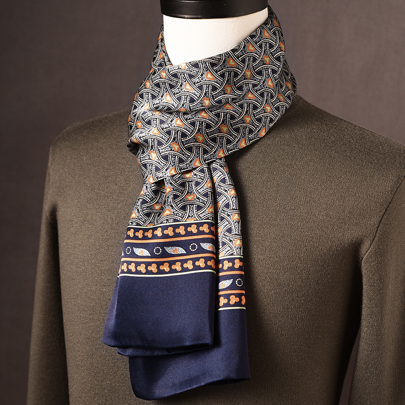 Ανδρικό φουλάρι από μεταξί Mulberry, μακρύ, με απλή ύφανση, μοντέρνο καθημερινό στυλ, Άνοιξη 2025