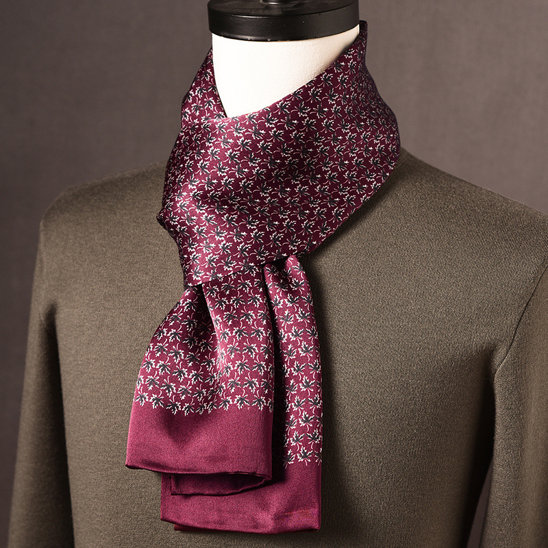 Ανδρικό φουλάρι από μεταξί Mulberry, μακρύ, με απλή ύφανση, μοντέρνο καθημερινό στυλ, Άνοιξη 2025