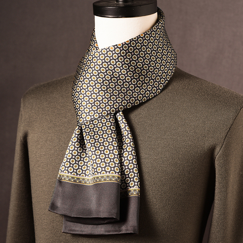 Ανδρικό φουλάρι από μεταξί Mulberry, μακρύ, με απλή ύφανση, μοντέρνο καθημερινό στυλ, Άνοιξη 2025