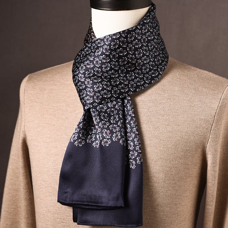 Ανδρικό φουλάρι από μεταξί Mulberry, μακρύ, με απλή ύφανση, μοντέρνο καθημερινό στυλ, Άνοιξη 2025