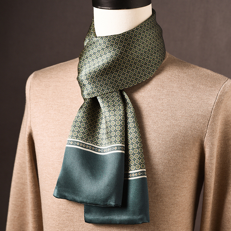 Ανδρικό φουλάρι από μεταξί Mulberry, μακρύ, με απλή ύφανση, μοντέρνο καθημερινό στυλ, Άνοιξη 2025