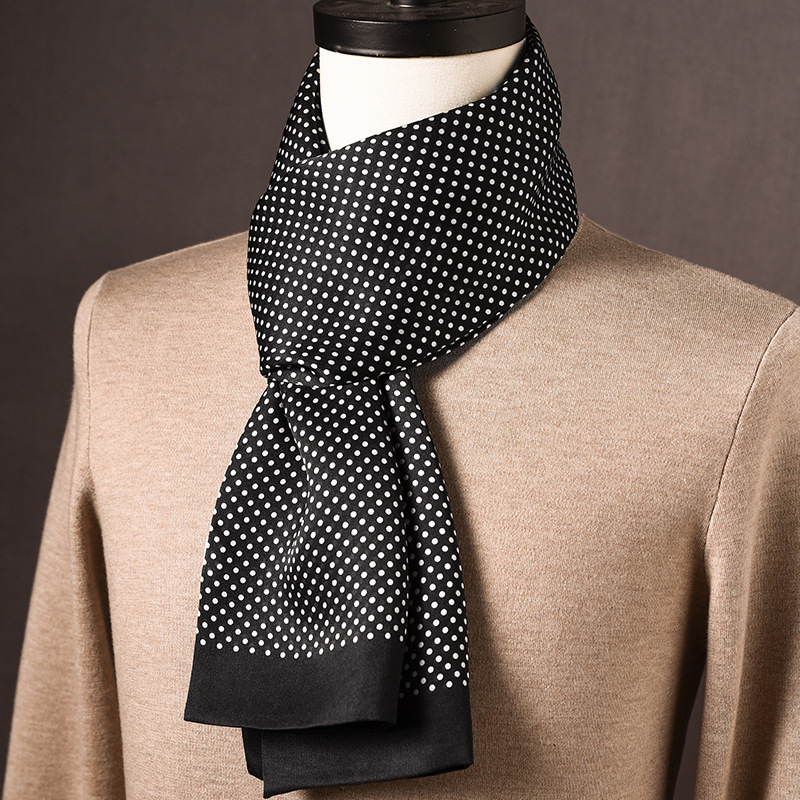 Ανδρικό φουλάρι από μεταξί Mulberry, μακρύ, με απλή ύφανση, μοντέρνο καθημερινό στυλ, Άνοιξη 2025