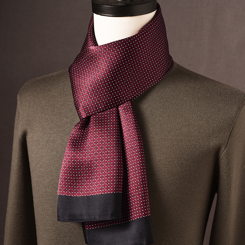 Ανδρικό φουλάρι από μεταξί Mulberry, μακρύ, με απλή ύφανση, μοντέρνο καθημερινό στυλ, Άνοιξη 2025