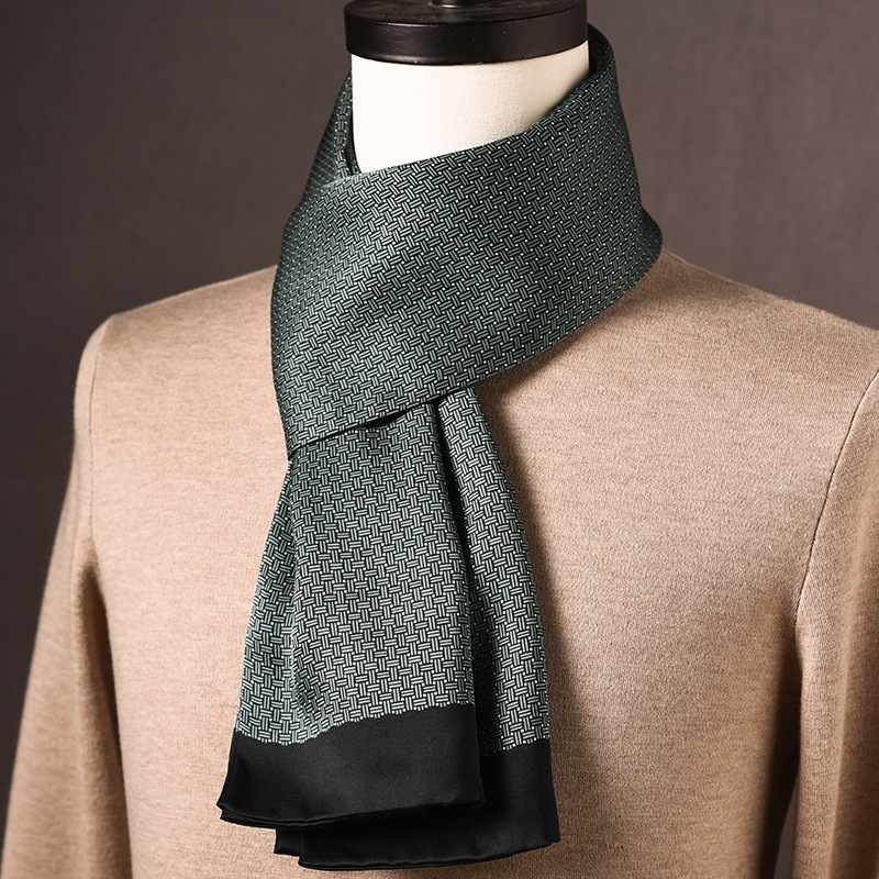 Ανδρικό φουλάρι από μεταξί Mulberry, μακρύ, με απλή ύφανση, μοντέρνο καθημερινό στυλ, Άνοιξη 2025