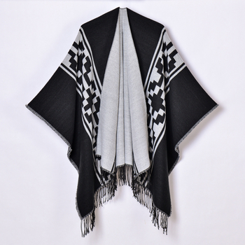 Unisex šal s resicama, jacquard tkanje, umjetni kašmir, geometrijski uzorak, topao