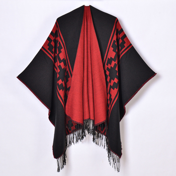 Unisex šal s resicama, jacquard tkanje, umjetni kašmir, geometrijski uzorak, topao