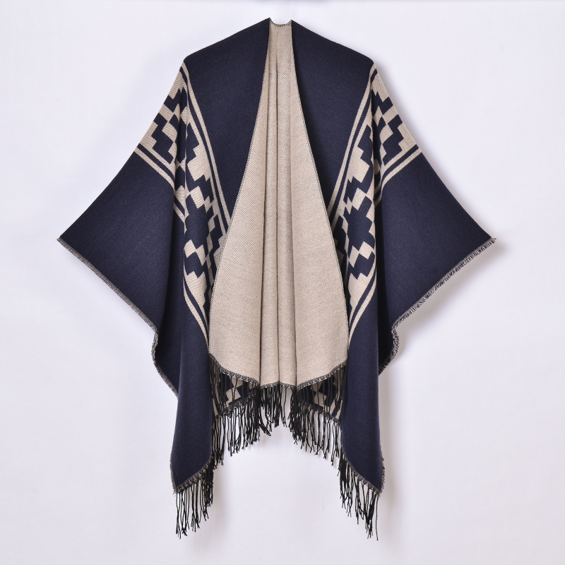 Unisex šal s resicama, jacquard tkanje, umjetni kašmir, geometrijski uzorak, topao