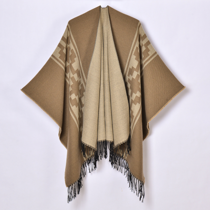 Unisex šal s resicama, jacquard tkanje, umjetni kašmir, geometrijski uzorak, topao
