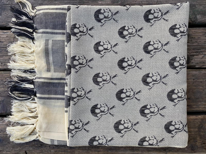 Army Eagle kvadratni šal s uzorkom lubanje, pamuk, warp-knit tkanina, jacquard, za vanjsku upotrebu, retro etno stil