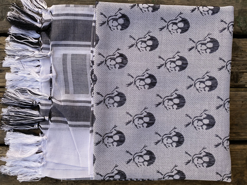 Army Eagle kvadratni šal s uzorkom lubanje, pamuk, warp-knit tkanina, jacquard, za vanjsku upotrebu, retro etno stil