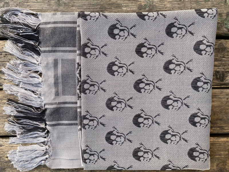 Army Eagle kvadratni šal s uzorkom lubanje, pamuk, warp-knit tkanina, jacquard, za vanjsku upotrebu, retro etno stil