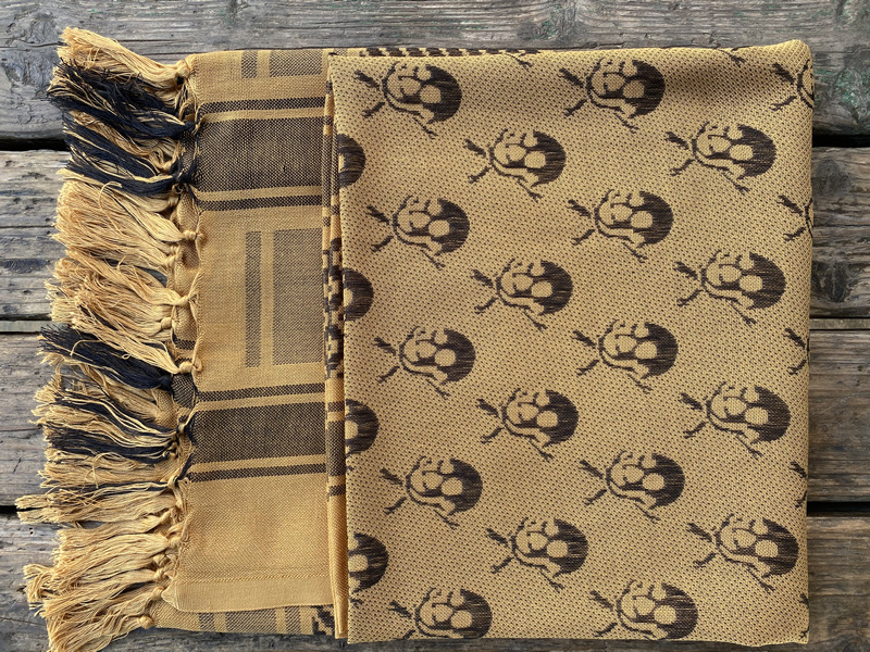 Army Eagle kvadratni šal s uzorkom lubanje, pamuk, warp-knit tkanina, jacquard, za vanjsku upotrebu, retro etno stil