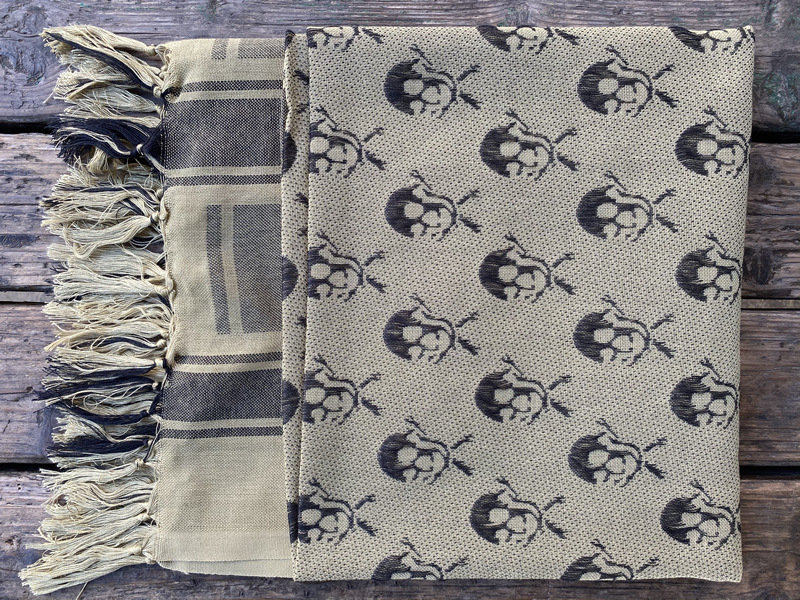 Army Eagle kvadratni šal s uzorkom lubanje, pamuk, warp-knit tkanina, jacquard, za vanjsku upotrebu, retro etno stil