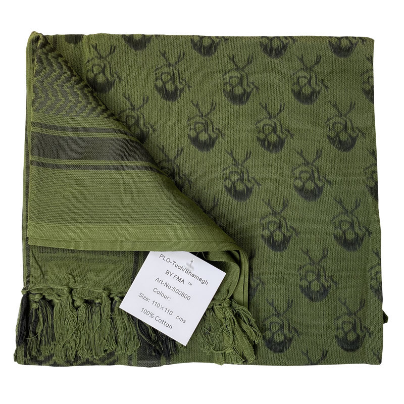 Army Eagle kvadratni šal s uzorkom lubanje, pamuk, warp-knit tkanina, jacquard, za vanjsku upotrebu, retro etno stil