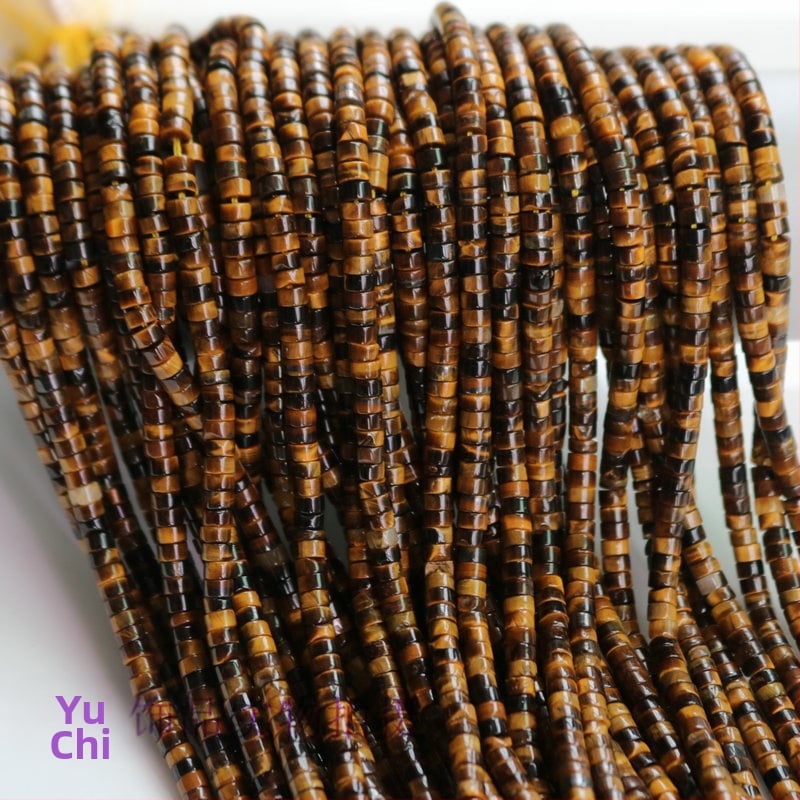 Дискови spacer мъниста от тигрово око, серия мъниста за огърлица, с централен отвор