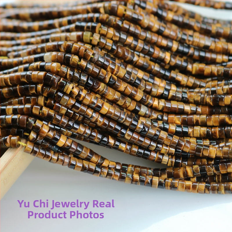 Дискови spacer мъниста от тигрово око, серия мъниста за огърлица, с централен отвор