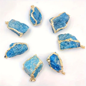 Κολιέ DIY κοσμήματα: κρύσταλλος Απατίτης, ηλεκτροπλατιωμένη επικάλυψη, βάρος ~13 g, στυλ προσωπικό