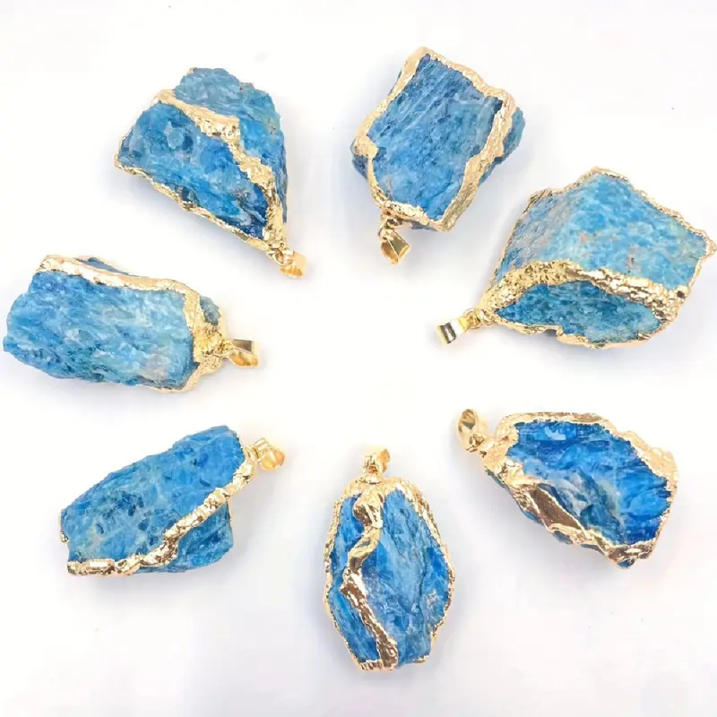 Κολιέ DIY κοσμήματα: κρύσταλλος Απατίτης, ηλεκτροπλατιωμένη επικάλυψη, βάρος ~13 g, στυλ προσωπικό