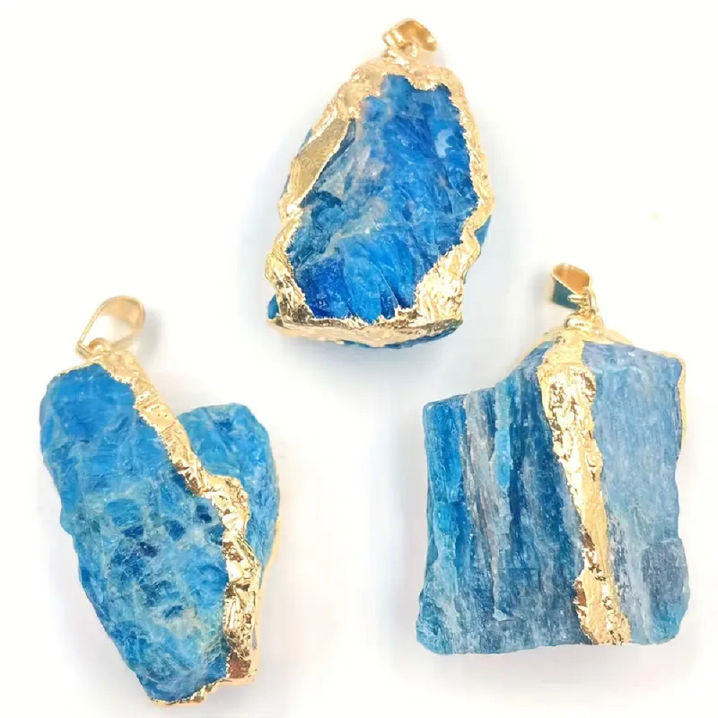 Κολιέ DIY κοσμήματα: κρύσταλλος Απατίτης, ηλεκτροπλατιωμένη επικάλυψη, βάρος ~13 g, στυλ προσωπικό