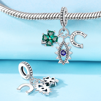 DIY Αξεσουάρ Κοσμημάτων – Χάντρες από Ασήμι 925 με φυλακτό καρδιά-κορώνα-φτερό (Υλικό: 925 ασήμι; Τεχνολογία επεξεργασίας: σταγόνες λαδιού; Στυλ: αρχικό σχέδιο; Προέλευση: Shenzhen)