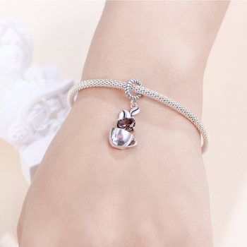 DIY Αξεσουάρ Κοσμημάτων – Χάντρες από Ασήμι 925 με φυλακτό καρδιά-κορώνα-φτερό (Υλικό: 925 ασήμι; Τεχνολογία επεξεργασίας: σταγόνες λαδιού; Στυλ: αρχικό σχέδιο; Προέλευση: Shenzhen)