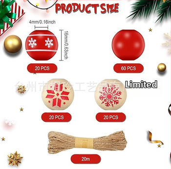 Ξύλινες χάντρες για χριστουγεννιάτικη διακόσμηση — φυσικές στρογγυλές χάντρες για χειροτεχνίες