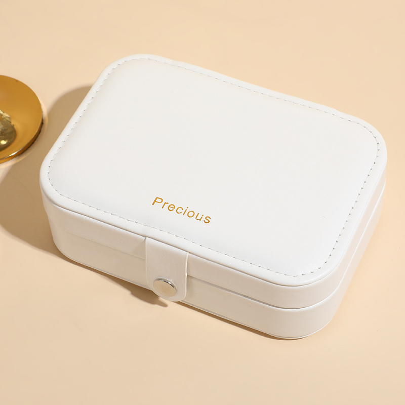 Ρετρό PU μικρό φορητό κουτί κοσμημάτων — διώροφο κουτί κοσμημάτων, PU δέρμα, εσωτερική συσκευασία, μάρκα Dingsheng