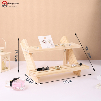 Ξύλινη βάση προβολής σκουλαρικιών με θήκη καρτών, στυλ σκαλοπάτι, τρία ή τέσσερα επίπεδα, υψηλής ποιότητας