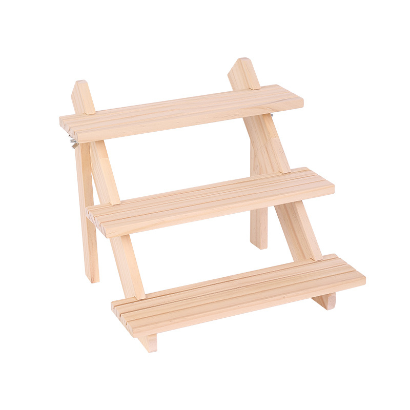 Stand din lemn masiv pentru afișarea cerceilor, suport pentru carduri, stil scară, trei sau patru niveluri, de înaltă calitate