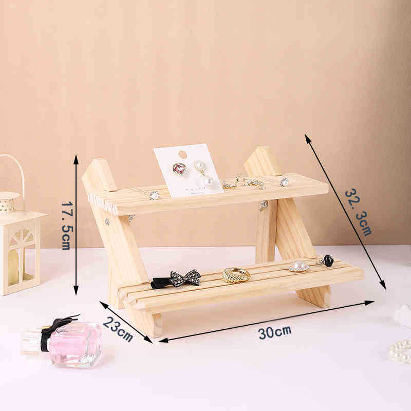 Stand din lemn masiv pentru afișarea cerceilor, suport pentru carduri, stil scară, trei sau patru niveluri, de înaltă calitate