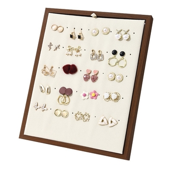 Βάση προβολής κοσμημάτων για δαχτυλίδια και σκουλαρίκια – ξύλινη, τετράγωνος σχεδιασμός, μονοεπίπεδη, κατασκευή με συνδέσεις