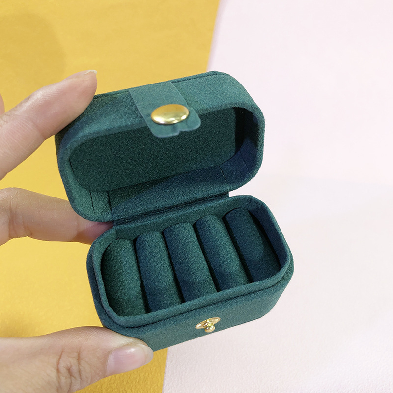 Mingxi ταξιδιωτική μίνι θήκη κοσμημάτων για δαχτυλίδια και σκουλαρίκια, φλανελ εσωτερική επένδυση, φορητό κουτί αποθήκευσης