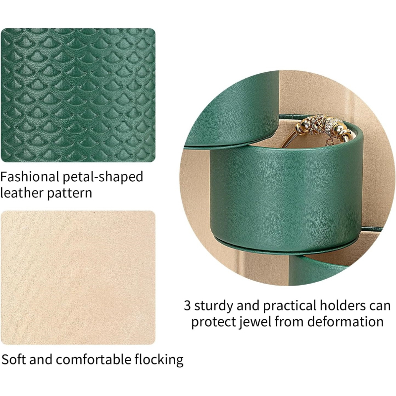 Δερμάτινο κυλινδρικό κουτί κοσμημάτων, τριών επιπέδων αποθήκευση, φορητό ταξιδιωτικό κουτί κοσμημάτων, διπλού στρώματος δέρμα