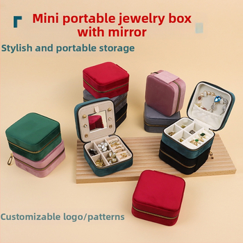 Βελούδινο φορητό κουτί κοσμημάτων για σκουλαρίκια και δαχτυλίδια, φλανελ κουτί κοσμημάτων, Ντονγκουάν, Κίνα, λιανική συσκευασία σε χαρτόνι