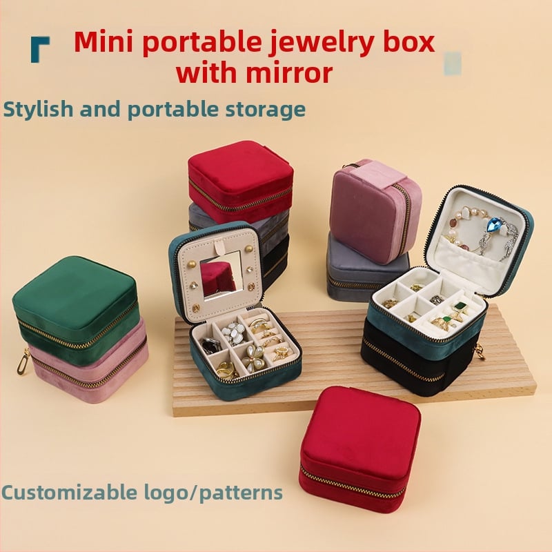 Βελούδινο φορητό κουτί κοσμημάτων για σκουλαρίκια και δαχτυλίδια, φλανελ κουτί κοσμημάτων, Ντονγκουάν, Κίνα, λιανική συσκευασία σε χαρτόνι