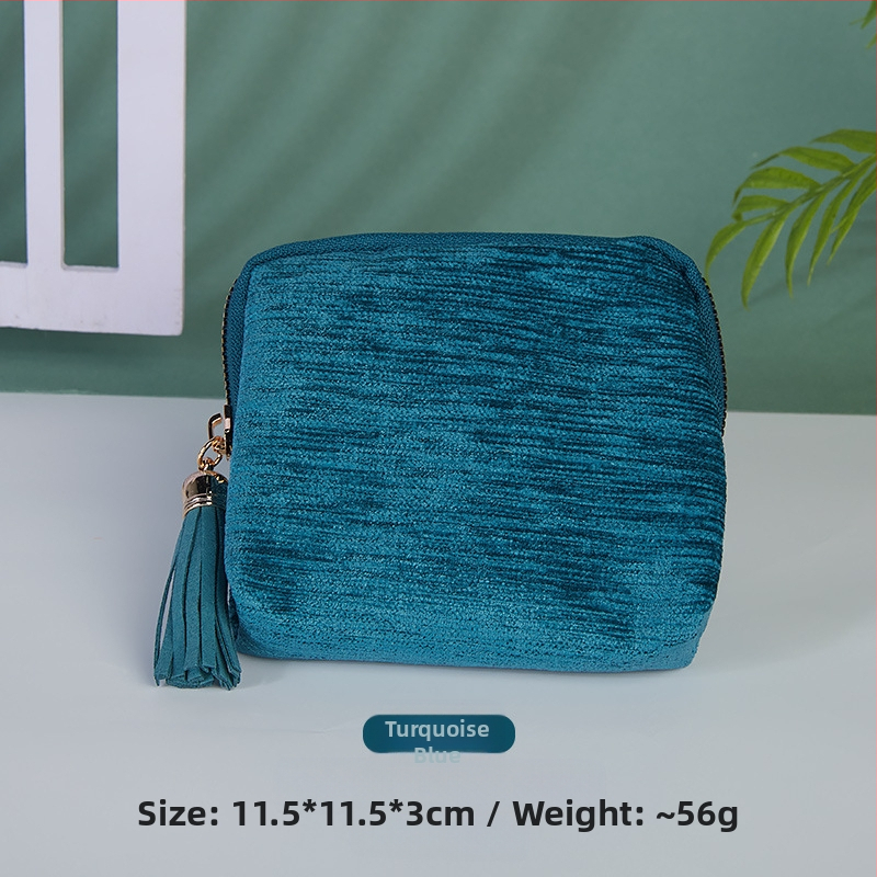 Θήκη αποθήκευσης κοσμημάτων με φούντα και φερμουάρ, Μεγάλη χωρητικότητα, βελούδινο διπλό στρώμα