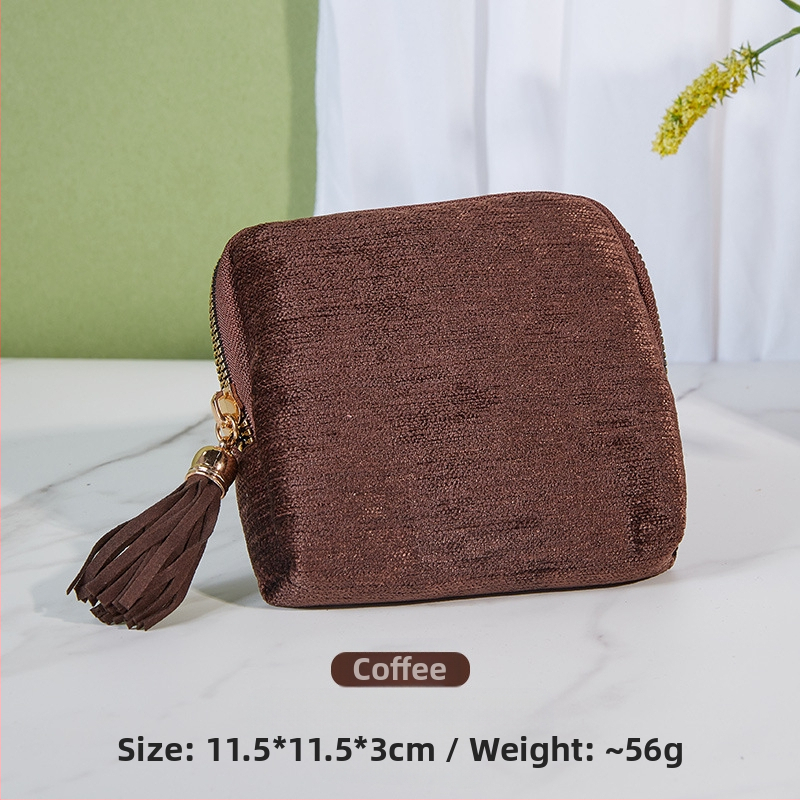 Θήκη αποθήκευσης κοσμημάτων με φούντα και φερμουάρ, Μεγάλη χωρητικότητα, βελούδινο διπλό στρώμα