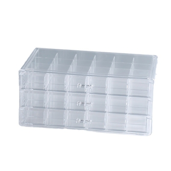 Πλαστικό κουτί αποθήκευσης κοσμημάτων με καπάκι και διαχωριστικά, τύπου συρταριού, κατάλληλο για σκουλαρίκια, κοσμήματα και είδη μανικιούρ