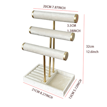 Τριώρο βιτρίνα κοσμημάτων – χειροποίητο μεταλλικό σκεύος οργάνωσης για κολιέ και βραχιόλια, υψηλής ποιότητας στυλ