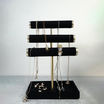 Τριώρο βιτρίνα κοσμημάτων – χειροποίητο μεταλλικό σκεύος οργάνωσης για κολιέ και βραχιόλια, υψηλής ποιότητας στυλ