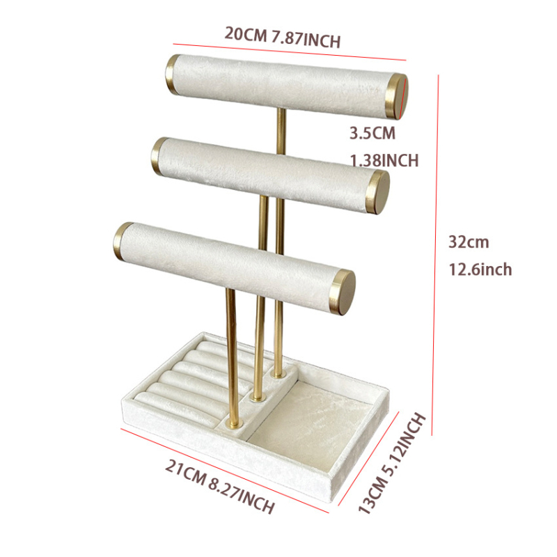 Trojedijelni stalak za nakit – ručno izrađeni metalni stalak, organizator za ogrlice i narukvice, luksuzan stil
